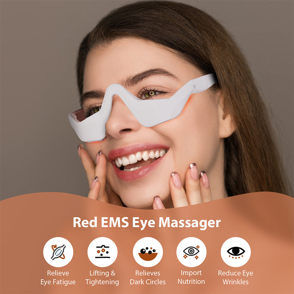 Mikrostrom-Massagengerät für die Augen mit EMS und rotem Licht zur Augenmassage und Reduzierung von dunklen Augenringen