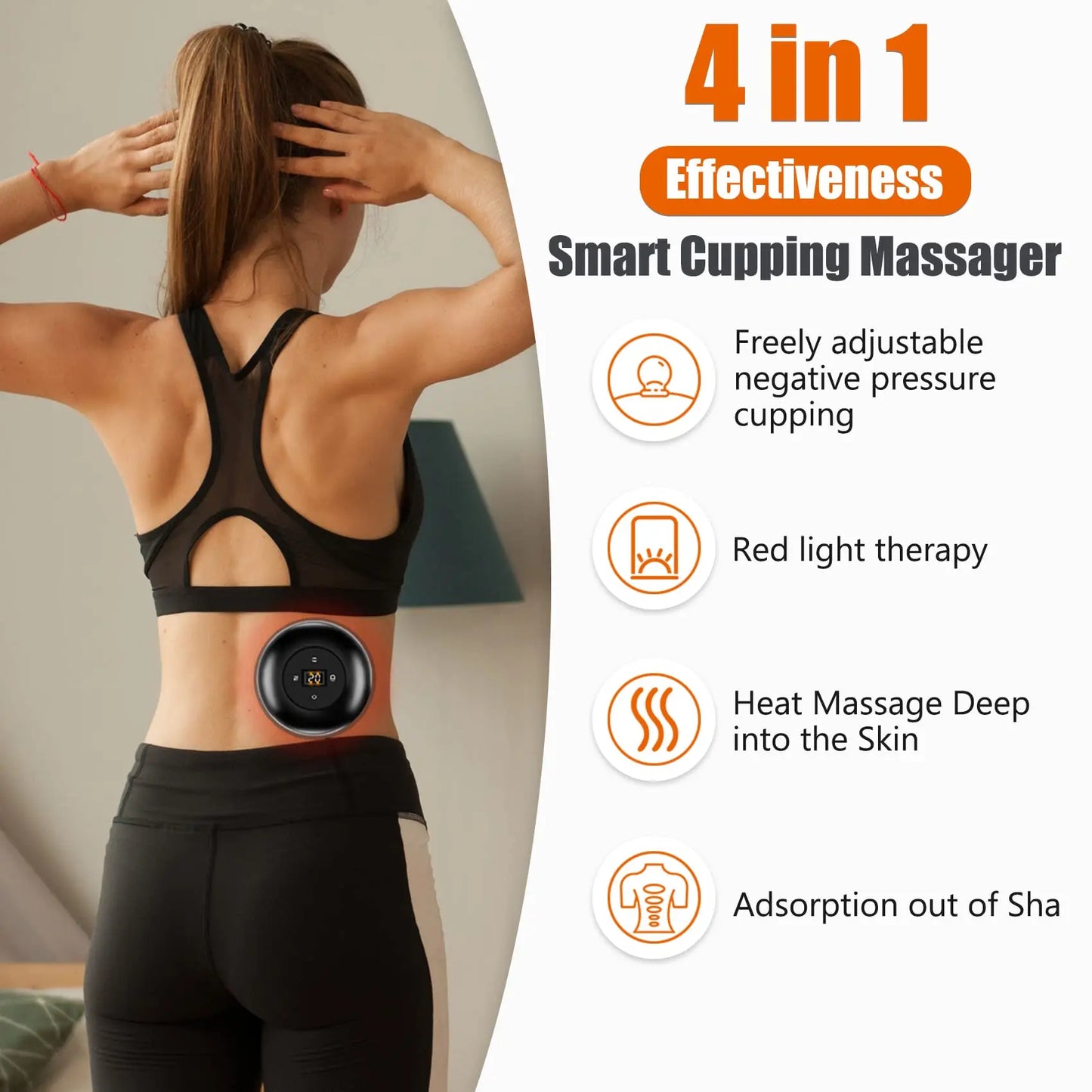 4 in 1 Rotlichttherapie Negative Druck Massagegerät Elektrisches Smart Cupping Therapie-Massager mit einstellbarer Temperatur