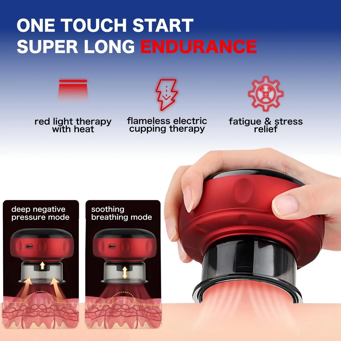 4 in 1 Rotlichttherapie Negative Druck Massagegerät Elektrisches Smart Cupping Therapie-Massager mit einstellbarer Temperatur
