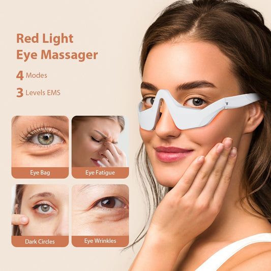 Mikrostrom-Massagengerät für die Augen mit EMS und rotem Licht zur Augenmassage und Reduzierung von dunklen Augenringen
