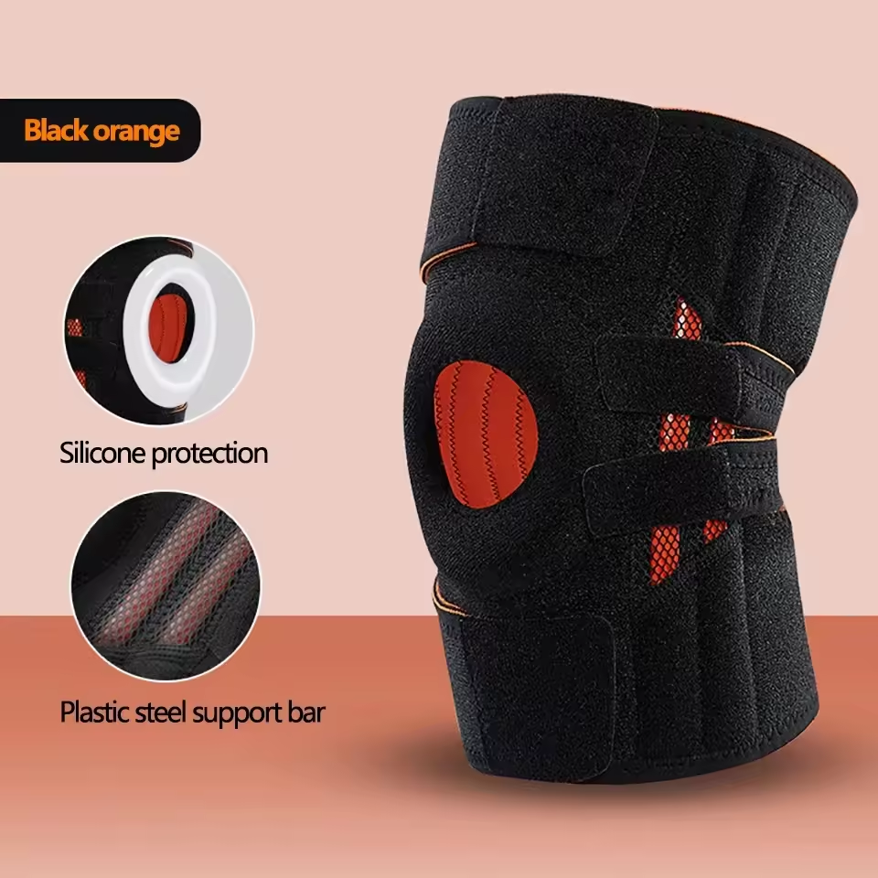 Meniskus Sport Knieschutz Silikon Stoßdämpfer Stabilität Patella Knieschutz Unterstützungsgurt Klettverschluss Verstellbar