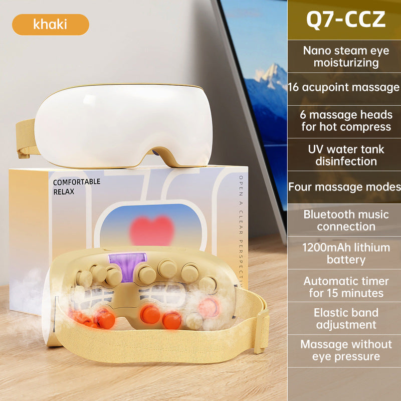 Nano Dampfblickmassagegerät mit 16 Akupressurpunkten und 6 Heißkompressen | Bluetooth & UV-Desinfektion
