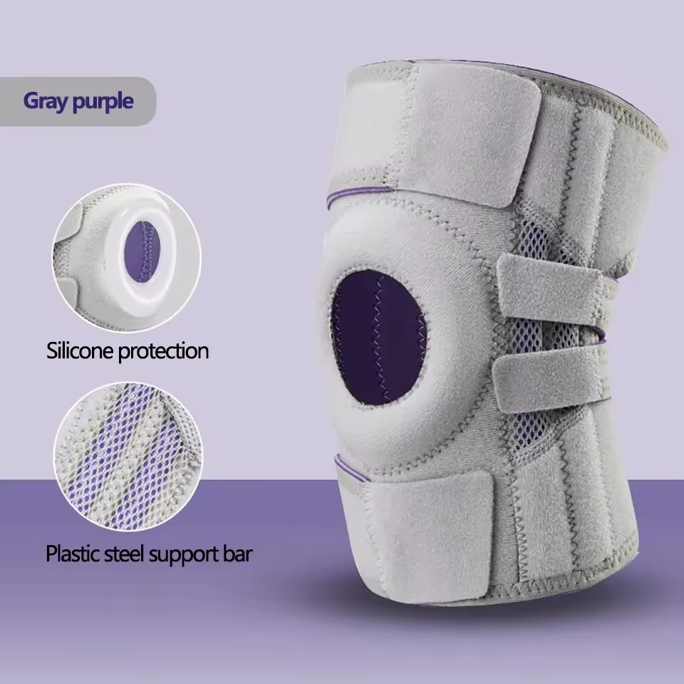 Meniskus Sport Knieschutz Silikon Stoßdämpfer Stabilität Patella Knieschutz Unterstützungsgurt Klettverschluss Verstellbar