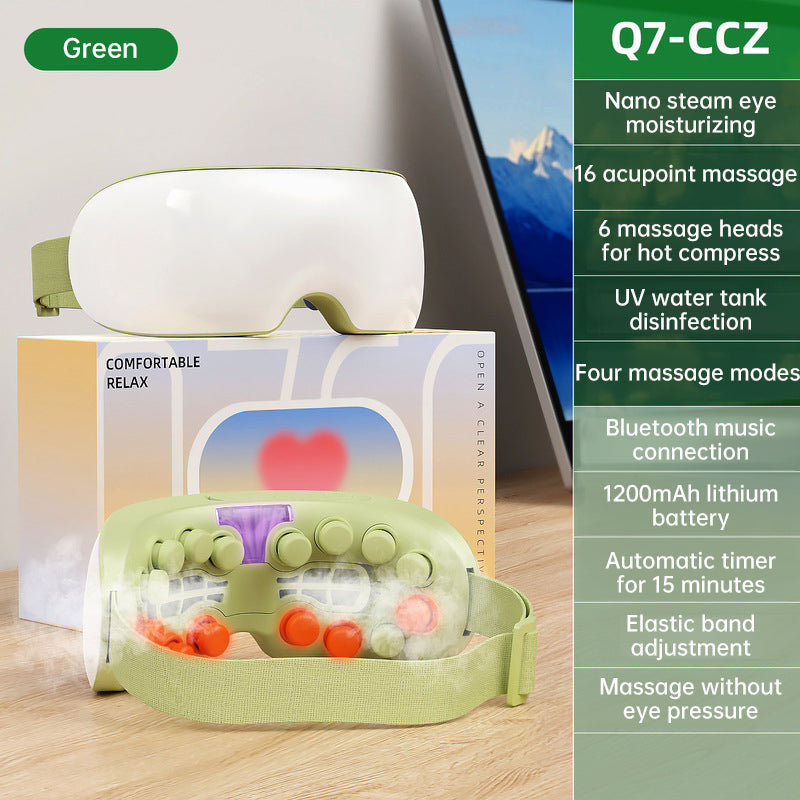 Nano Dampfblickmassagegerät mit 16 Akupressurpunkten und 6 Heißkompressen | Bluetooth & UV-Desinfektion