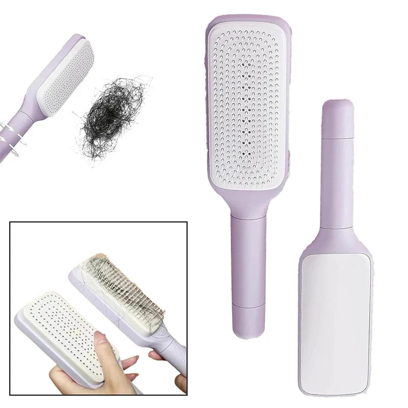 Automatische Reinigungsdrehbürste mit Hebefunktion Selbstreinigende Haarbürste Rotierende Ausziehbare Antistatische Massagebürste Kopfhaut Haarbürste