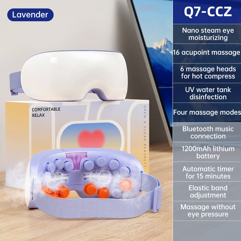 Nano Dampfblickmassagegerät mit 16 Akupressurpunkten und 6 Heißkompressen | Bluetooth & UV-Desinfektion