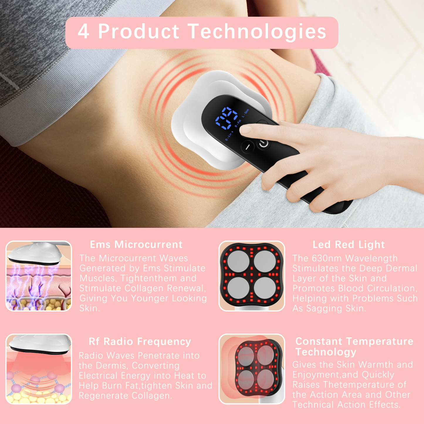 Tragbare multifunktionale Körperformungsmaschine aus Edelstahl für Bauch, Taille, Arme, Cellulite, Dehnungsstreifen, Massager, Straffungsgerät