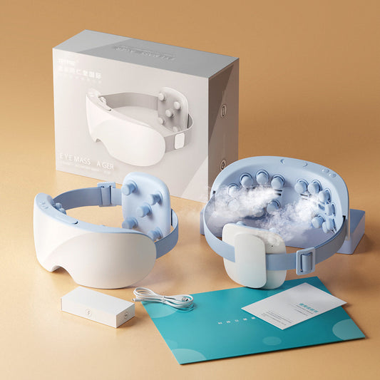 Bluetooth-enabled eye massager with adjustable elastic band and control panel interface