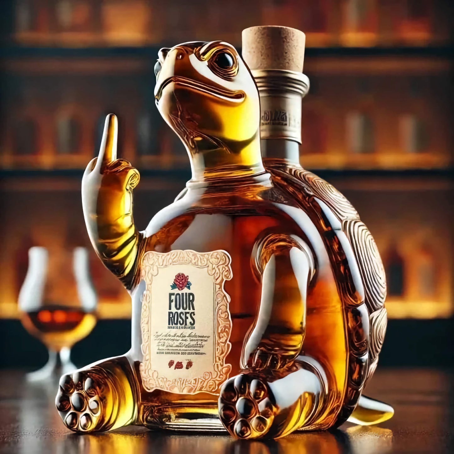 10Oz Lustiger Mittelfinger Ente/Schildkröte/Hund Whisky Glas Dekanter – Bar/Büro/Heim Dekor.